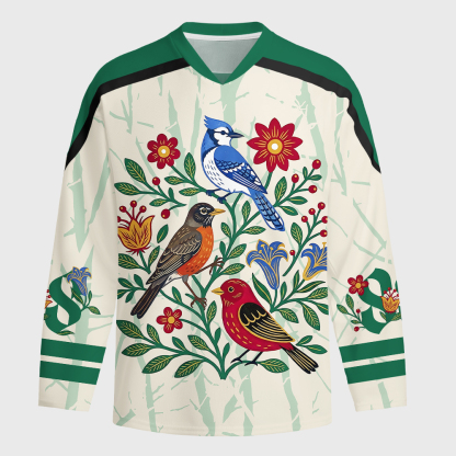 Tokyo-Tiger Floral Birdsong Long-Sleeve Hockey Jersey
