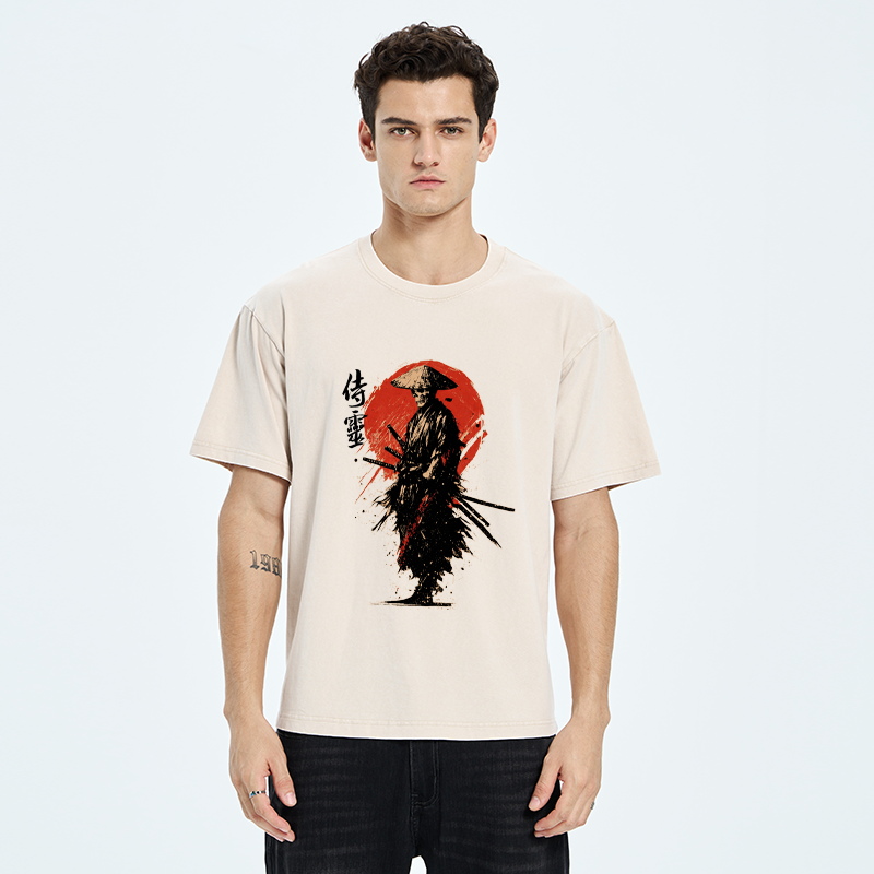 Tokyo-Tiger Ghost Samurai Washed T-Shirt