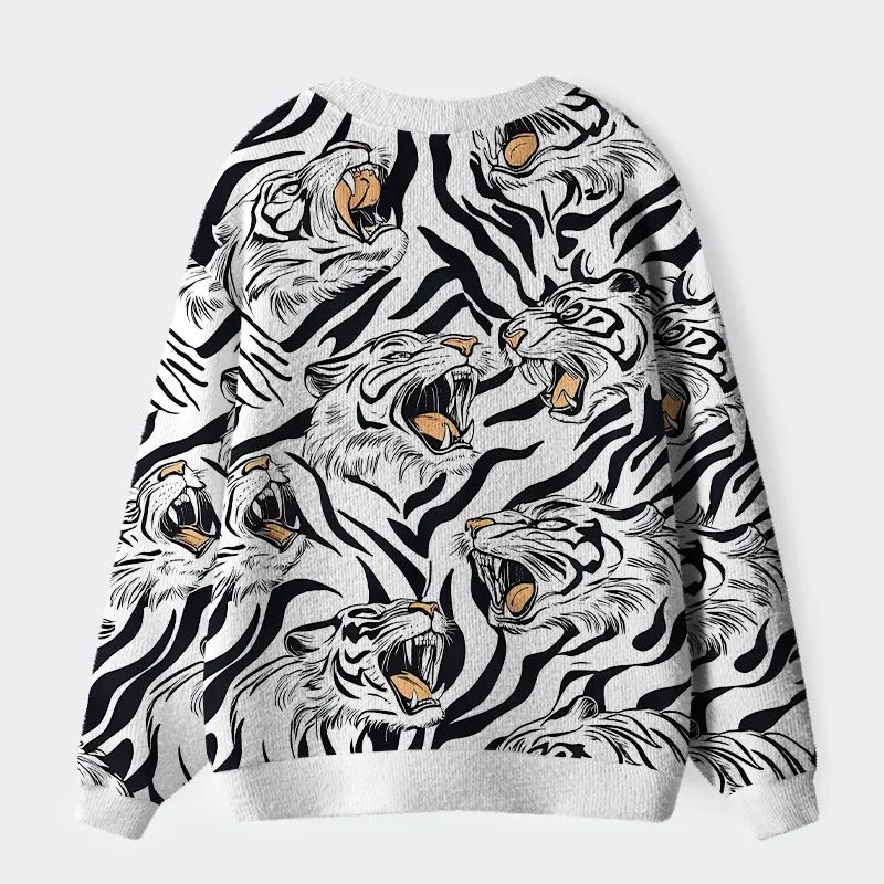 Tokyo-Tiger Roaring Tiger Ugly Cardigan Sweater