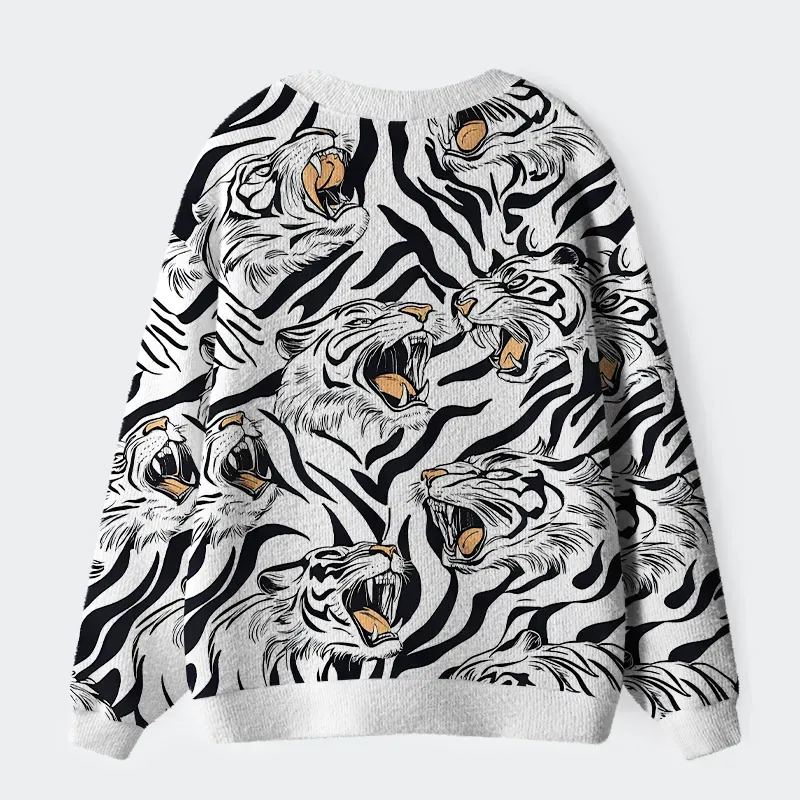 Tokyo-Tiger Roaring Tiger Ugly Cardigan Sweater
