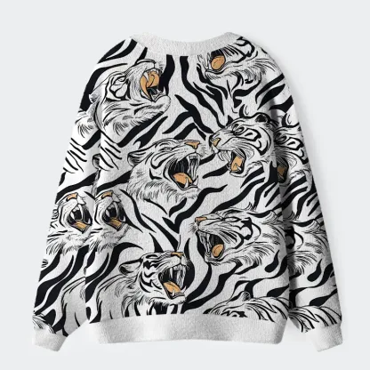 Tokyo-Tiger Roaring Tiger Ugly Cardigan Sweater