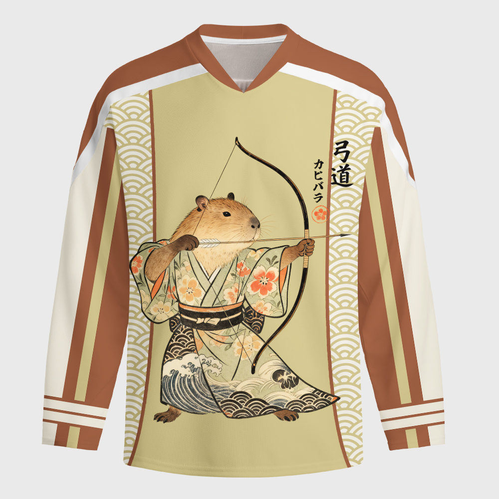 Tokyo-Tiger Capybara Archery Long-Sleeve Hockey Jersey