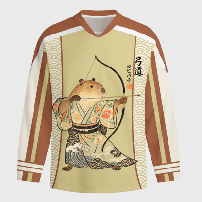 Tokyo-Tiger Capybara Archery Long-Sleeve Hockey Jersey