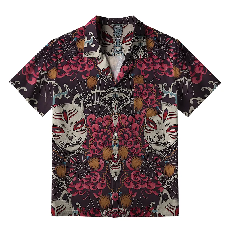 Tokyo-Tiger Fox Mask Aloha Hawaiian Shirt Sale