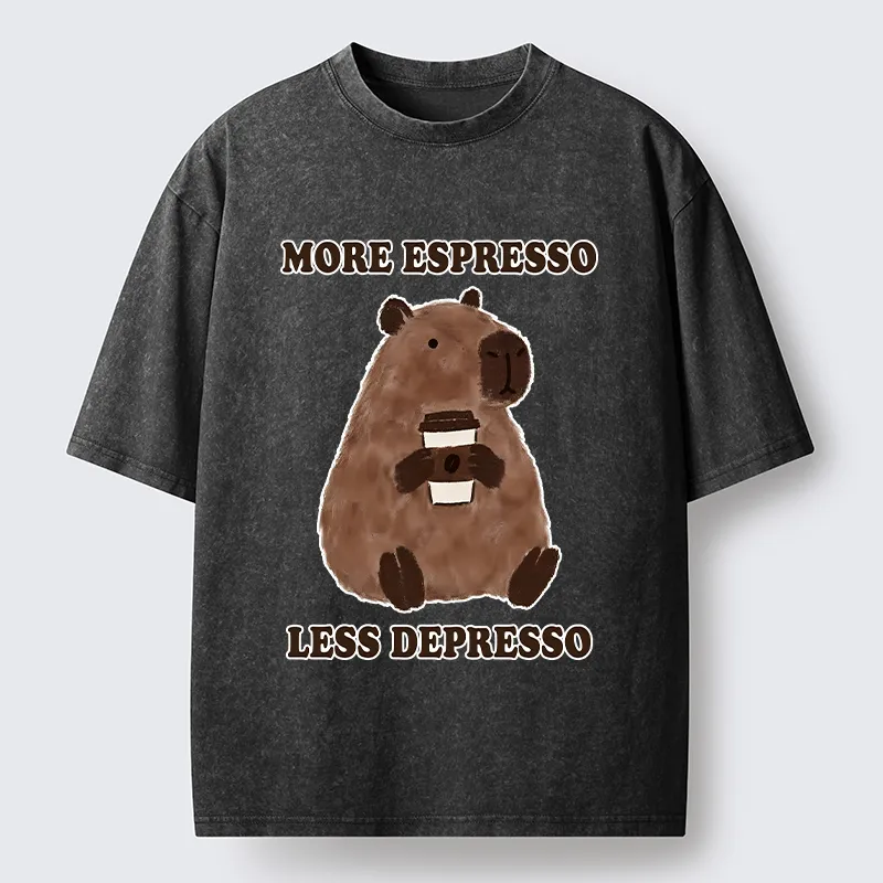 Tokyo-Tiger Coffee Capybara Art Washed T-Shirt