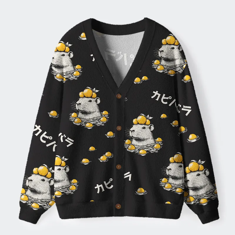 Tokyo-Tiger Cute Capybara And Lemon Ugly Cardigan Sweater