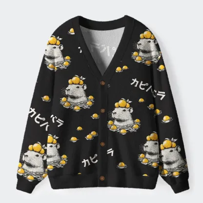 Tokyo-Tiger Cute Capybara And Lemon Ugly Cardigan Sweater