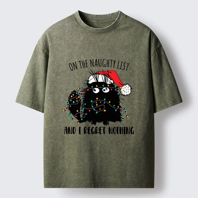 Tokyo‑Tiger Mischievous Christmas Black Cat Washed T‑Shirt Sale