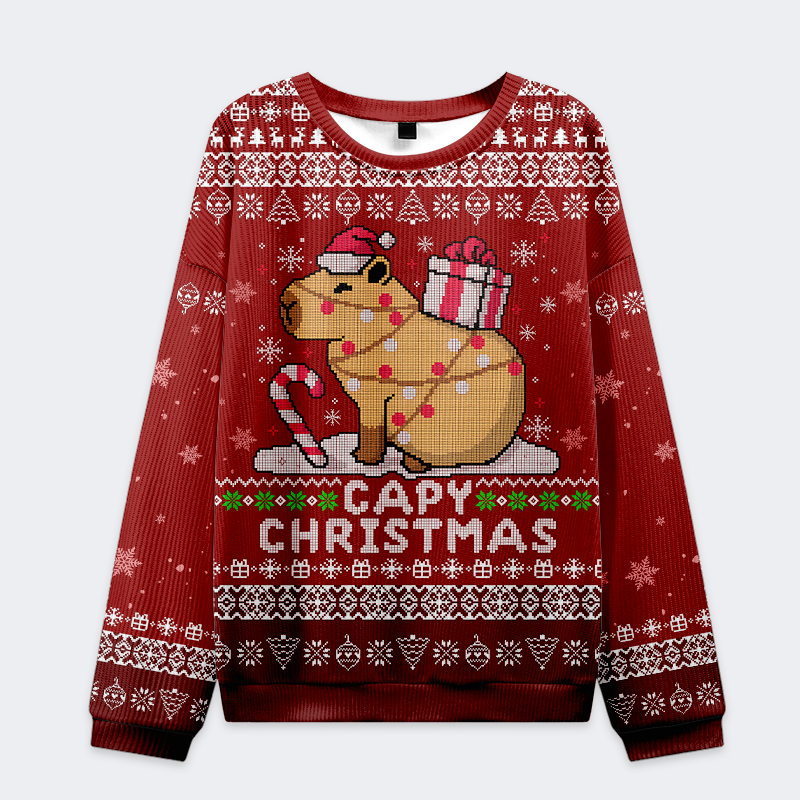Tokyo-Tiger Capy Claus is Coming! Christmas Ugly Sweatshirt