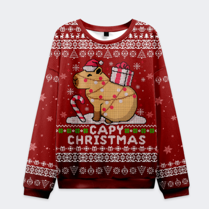 Tokyo-Tiger Capy Claus is Coming! Christmas Ugly Sweatshirt