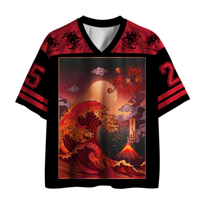 Tokyo-Tiger Fuji Volcano Red Great Wave Higanbana Mesh Jersey