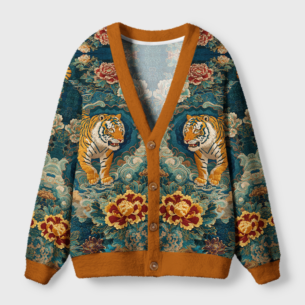Tokyo-Tiger Imperial Tiger Tapestry Special Version Ugly Cardigan Sweater