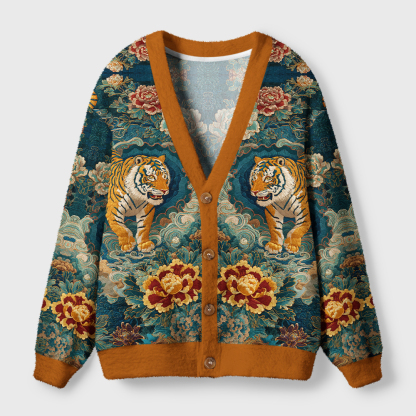Tokyo-Tiger Imperial Tiger Tapestry Special Version Ugly Cardigan Sweater