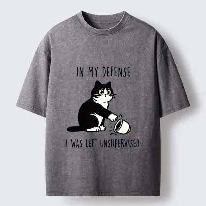 Tokyo‑Tiger Funny Naughty Cat Washed T‑Shirt
