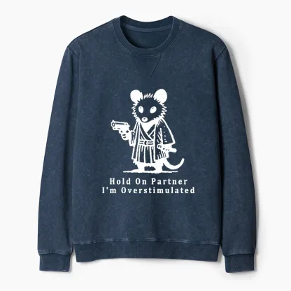 Tokyo-Tiger Funny Possum Samurai Washed Terry Sweatshirt