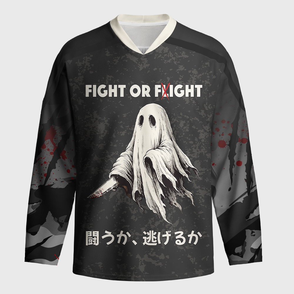 Tokyo-Tiger Spooky Ghost with Knife Long-Sleeve Hockey Jersey
