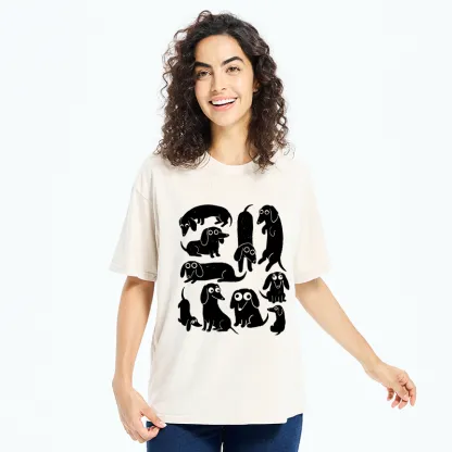 Tokyo-Tiger Cute Dachshund Crew Washed T-Shirt