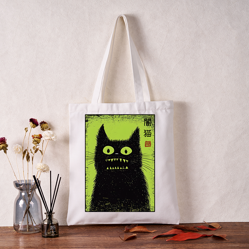 Tokyo-Tiger Spooky Black Cat Japanese Tote Bag