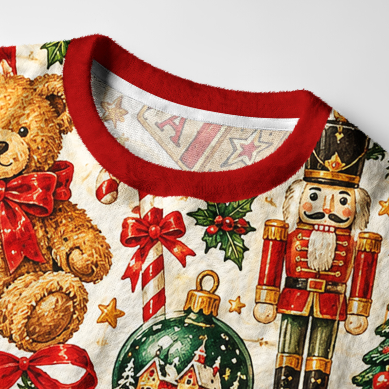 Tokyo-Tiger Vintage Christmas Toy Fuzzy Christmas Ugly Sweatshirt