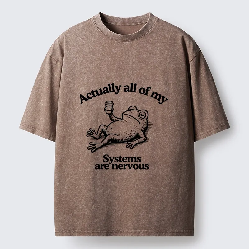 Tokyo-Tiger Nervous Frog Meme Washed T-Shirt