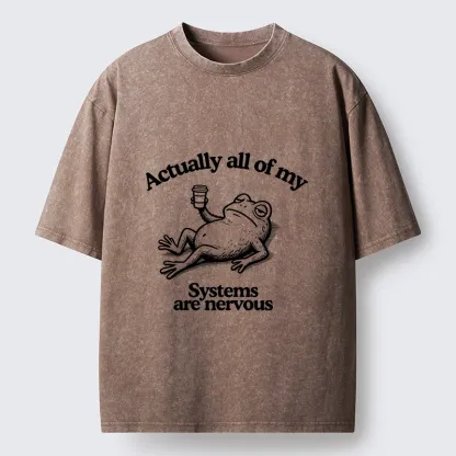 Tokyo-Tiger Nervous Frog Meme Washed T-Shirt