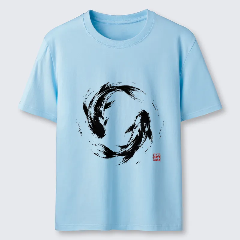 Tokyo-Tiger Ink Koi Fish Circle Classic T-Shirt Sale