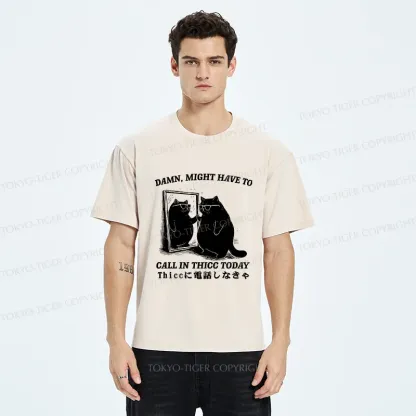 Tokyo-Tiger Cat Admiring Himself Washed T-Shirt