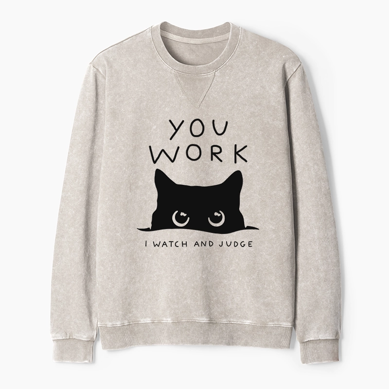 Tokyo-Tiger A Cat That Spies Washed Terry Sweatshirt