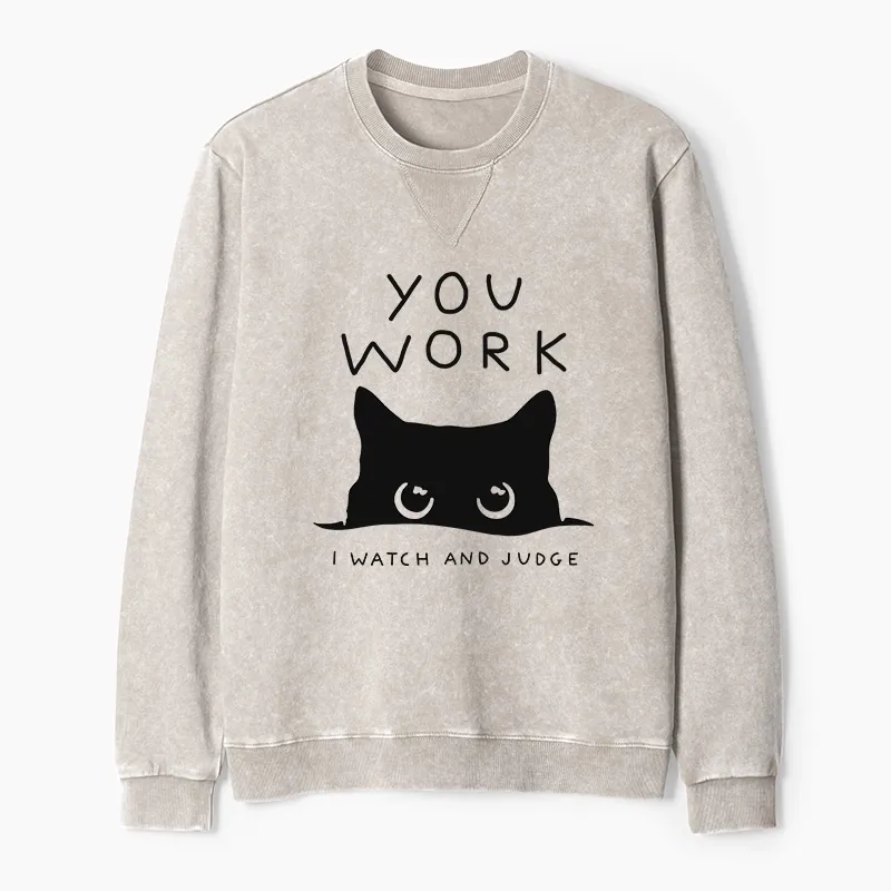 Tokyo-Tiger A Cat That Spies Washed Terry Sweatshirt