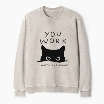 Tokyo-Tiger A Cat That Spies Washed Terry Sweatshirt