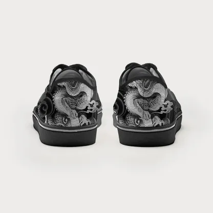 Tokyo-Tiger Majestic Dragon Entwined Canvas Shoes