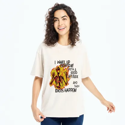 Tokyo-Tiger Skeleton With Bad Attitude Meme Washed T-Shirt