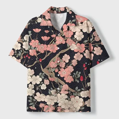 Tokyo-Tiger Blooming Sakura Cuban Collar Shirt