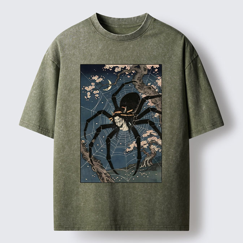 Tokyo-Tiger Vintage Spider Ghost Art Washed T-Shirt