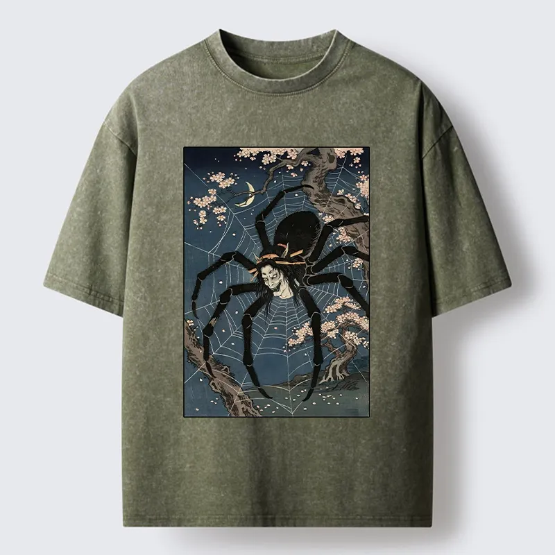 Tokyo-Tiger Vintage Spider Ghost Art Washed T-Shirt