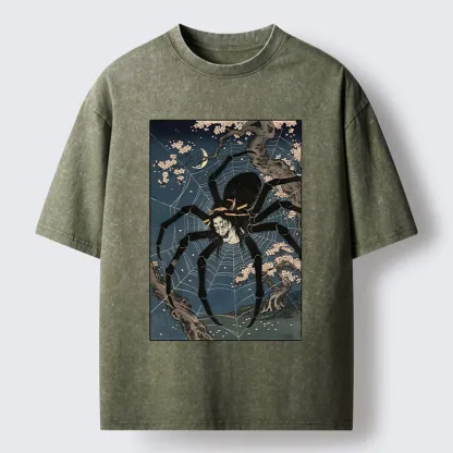 Tokyo-Tiger Vintage Spider Ghost Art Washed T-Shirt