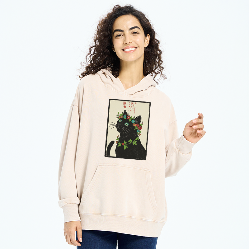 Tokyo-Tiger The Flower-Crowned Cat Washed Hoodie
