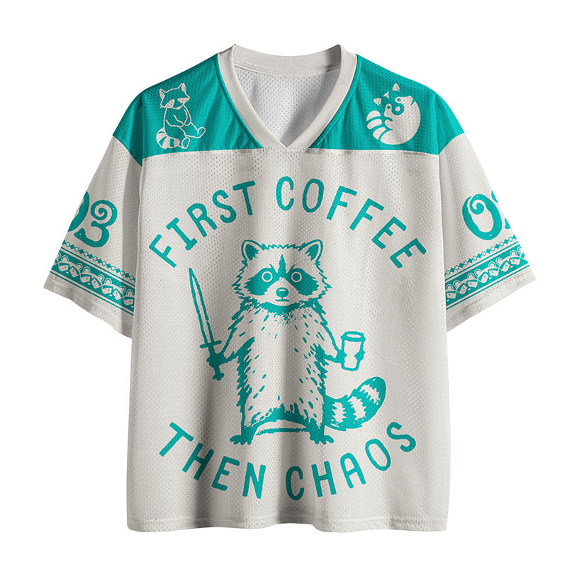 Tokyo-Tiger Chaos Raccoon Needs Coffee Mesh Jersey