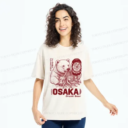 Tokyo-Tiger Polar Bear Drinking Beer Washed T-Shirt