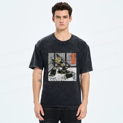 Tokyo-Tiger Doraemon Taking A Rest Washed T-Shirt
