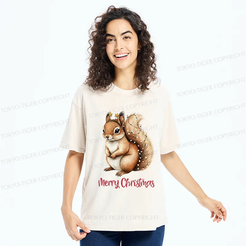 Tokyo-Tiger Christmas Squirrel Washed T-Shirt