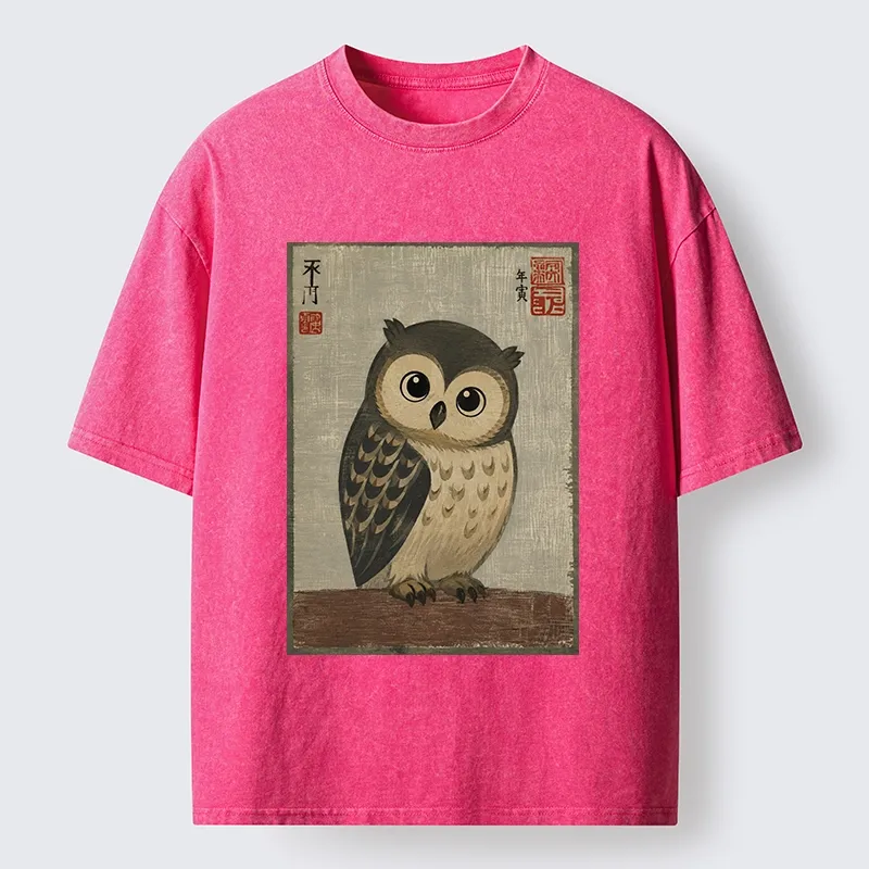 Tokyo‑Tiger Vintage Owl Vibe Washed T‑Shirt