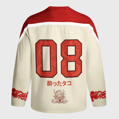 Tokyo-Tiger Drunken Octopus Japan Long-Sleeve Hockey Jersey
