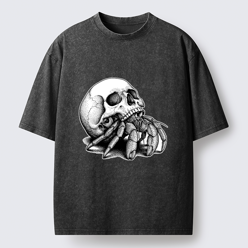 Tokyo-Tiger Skull Crab Meme Washed T-Shirt