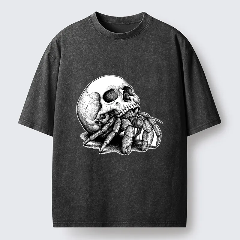 Tokyo-Tiger Skull Crab Meme Washed T-Shirt