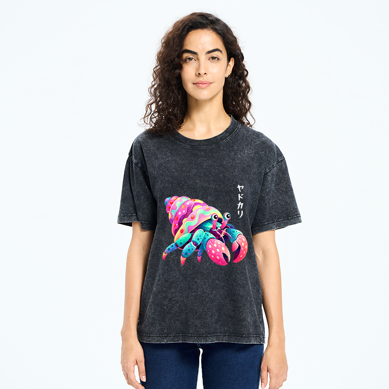 Tokyo‑Tiger Colorful Hermit Crab Washed T‑Shirt