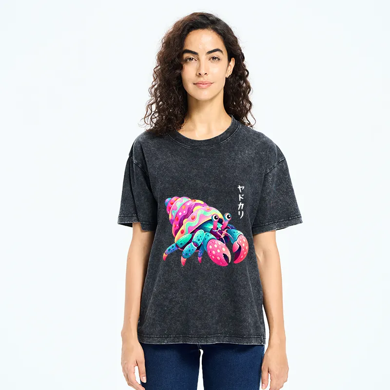 Tokyo‑Tiger Colorful Hermit Crab Washed T‑Shirt