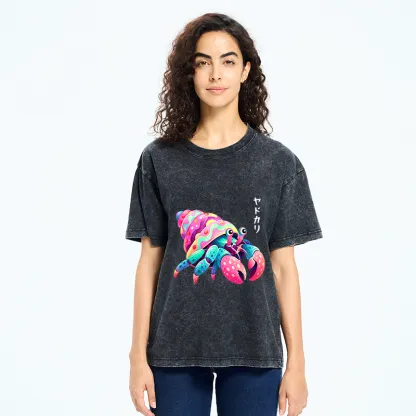 Tokyo‑Tiger Colorful Hermit Crab Washed T‑Shirt