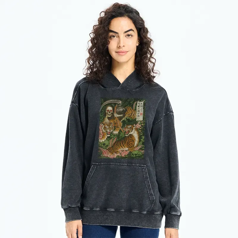 Tokyo-Tiger Death God And Tiger Washed Hoodie