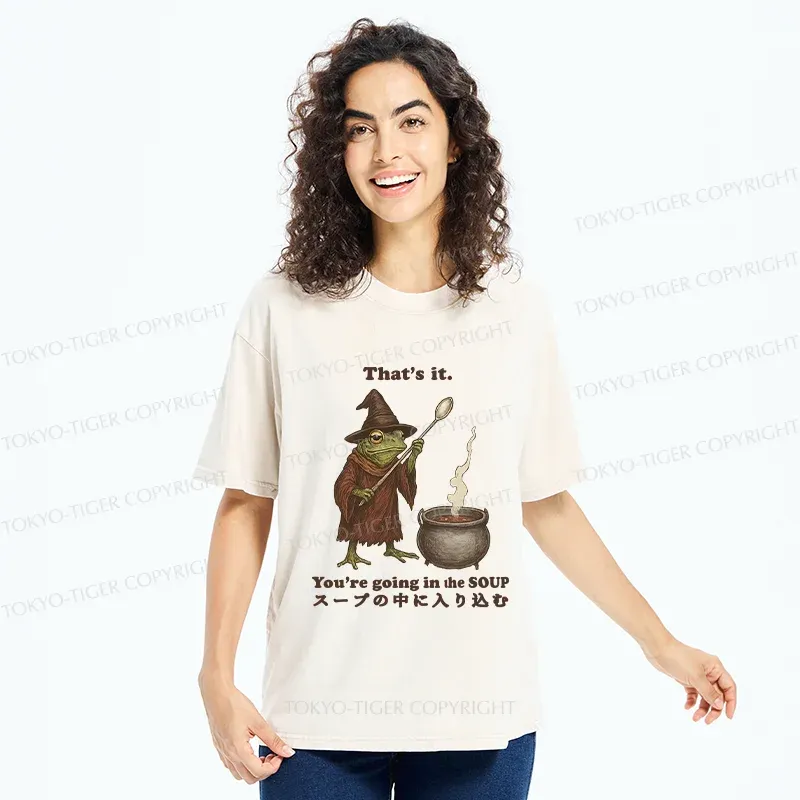 Tokyo-Tiger Funny Frog Soup Washed T-Shirt